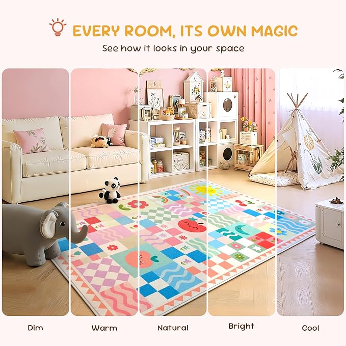 3x4 Washable Kid Bedroom Rug for Girls, Soft Non-Slip Toddler Playroom Carpet - Image 5