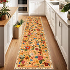RELEANY Floral 2x8 Area Rugs Washable Print Boho Cute Carpet Non Slip Flower by RELEANY