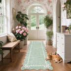 GarveeHome Scalloped Bow Rug for Living Room, Sage Green Rug for Dorm, Washable - Image 3