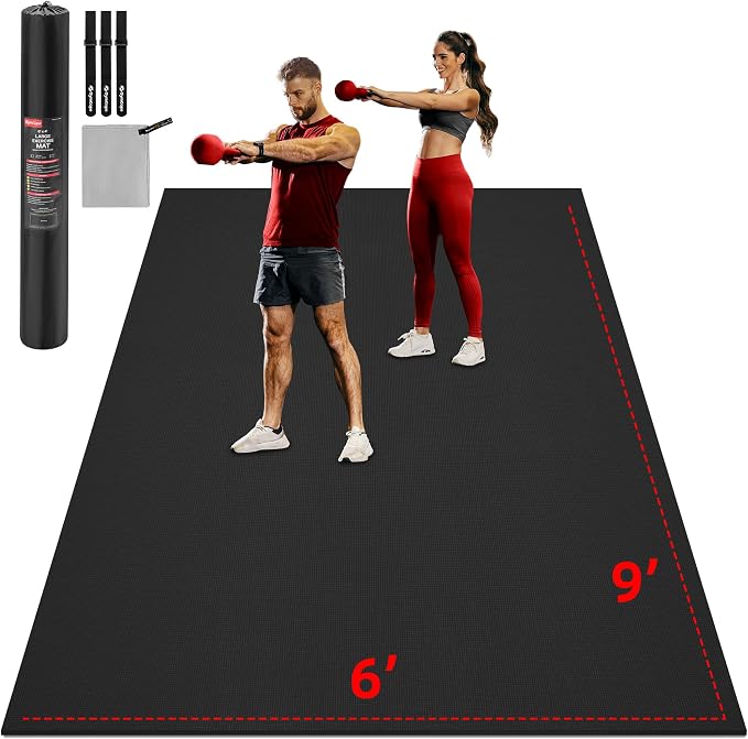GymCope Extra Large Exercise Mat, Shoe-Friendly, High-Density, Weight Lifting by GymCope