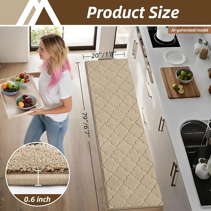 COSY HOMEER Kitchen Rugs 20"x79" Non-Slip Washable Kitchen Mats - Image 2
