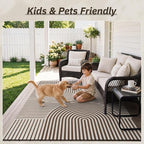 AMOAMI Outdoor Rug Patio Rug 5x8 ft Quick Dry Flatweave Textured Machine - Image 5