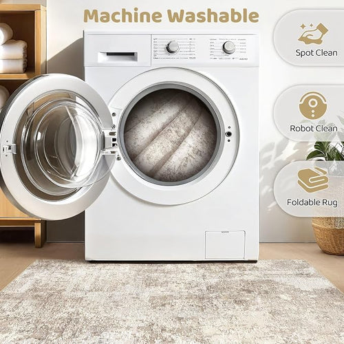10ft Round Rug Living Room Rugs: 10x10 Washable Circle Large Abstract Modern - Image 2