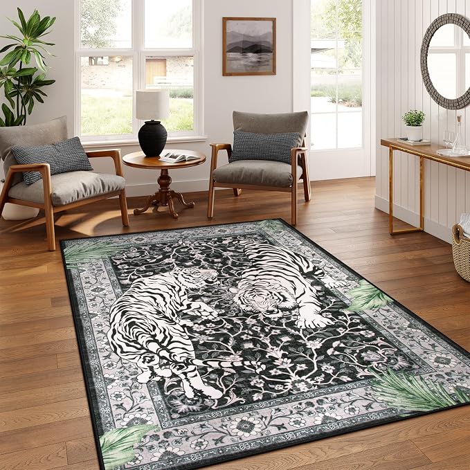 Moynesa Tiger 5x7 Area Rugs, Boho Washable Rugs by Moynesa