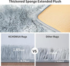 KICHOWUA Thick Area Rug 5x7 Light Grey Fluffy Shag - Image 2
