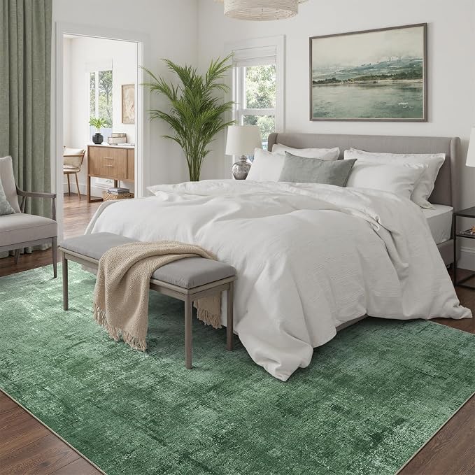 DCX Abstract Area Rug 8x10, Washable Green Modern Rug - Image 2