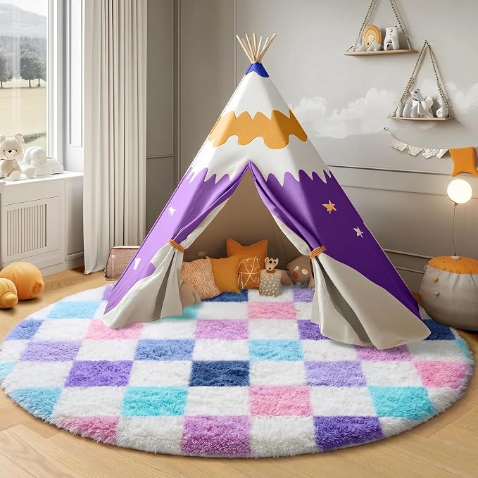 KICMOR Purple Rainbow Round Rugs 5ft - Image 3