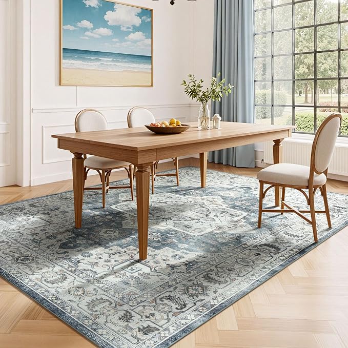 Lessymo Vintage Medallion Rug for Living Room 5x7, Machine Washable Area Rugs - Image 3