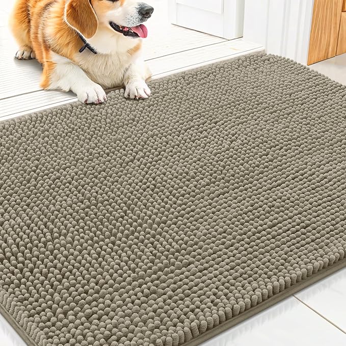 Smiry Dog Door Mat for Muddy Paws 30x20, Absorbent Dirt Trapper, Non-Slip by Smiry