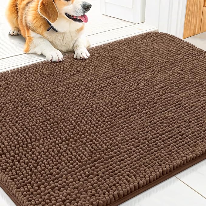 Smiry Dog Door Mat for Muddy Paws 30x20, Absorbent Dirt Trapper, Non-Slip by Smiry