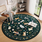 Unirea 4x4 Black Cat Round Area Rugs, Washable Soft Non Slip Circle Rug - Image 9