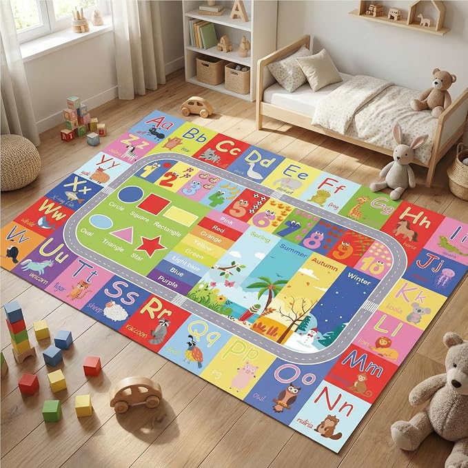 ABC Kids Rug, soft low-pile surface, non-slip backing, large size - Image 4