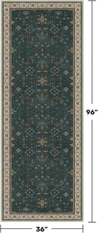 Dark Green 3x8 Wide Hallway Runner Rug - Image 2