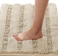 H.VERSAILTEX Bath Mats for Bathroom Non Slip Thick Chenille Striped Bath Rug by HVERSAILTEX