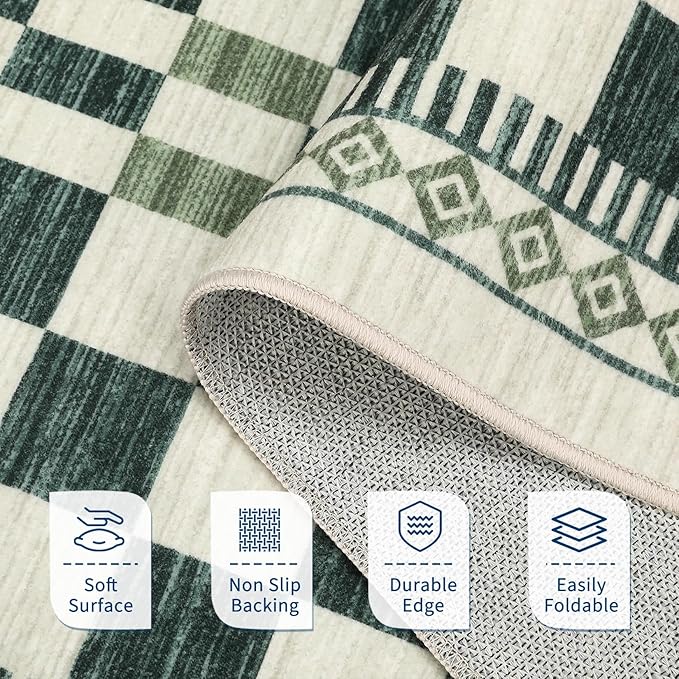 GarveeHome 2x6 Runner Rug for Bathroom Modern Abstract Checkered Carpet - Image 3