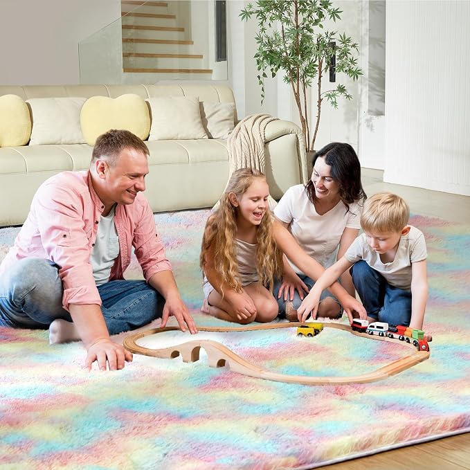 Ultra Soft Rug for Living Room, 5X8 Fluffy Shag Area Rug for Bedroom, Modern - Image 4