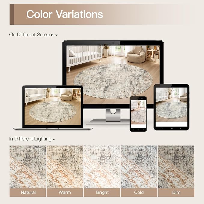 Lofus 4ft Area Rugs for Living Room, Soft Abstract Carpets for Bedroom Dining - Image 8