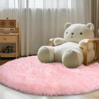 Round Fluffy Pink Rug for Bedroom, 5Ft Fuzzy Shag Circle Area Rug for Girls - Image 3