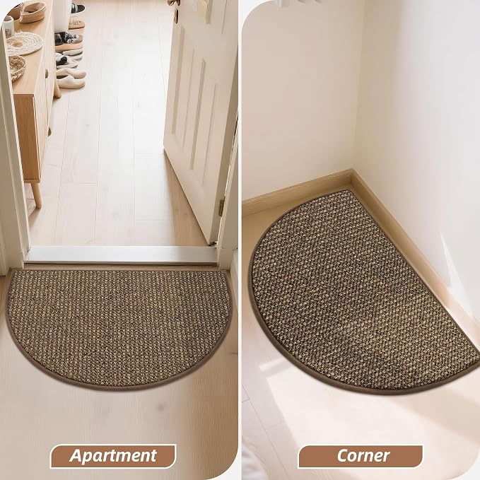 BEQHAUSE Dirt Trapper Door Mat 17" x 30" Half Circle Non-Slip Washable Doormats - Image 9