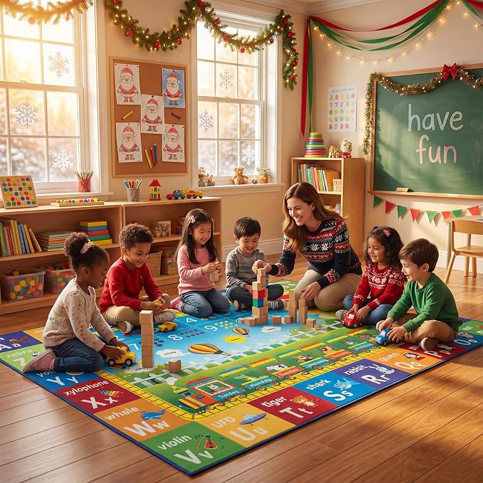 Unirea 6x9 Kids Rug for Playroom Classroom Bedroom, Washable Educational Play - Image 6