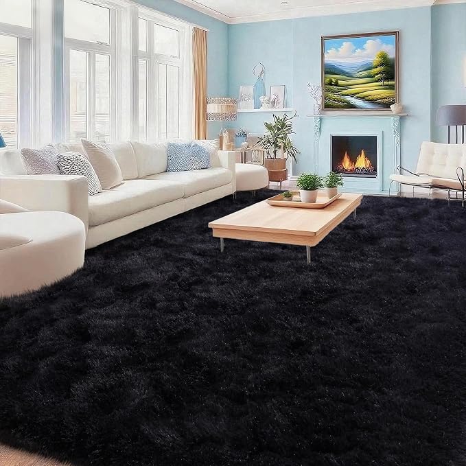 Mugorn Black Area Rugs 10x14 Living Room, Large Fluffy Rugs by MUGORN
