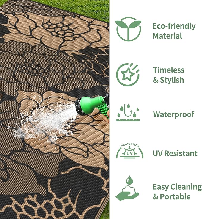 GENIMO Outdoor Rug Waterproof for Patio Decor, Large Area Rugs Mats for RV - Image 6