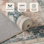 Rugxara 3x5 Orange Washable Entryway Rug, Non Slip Boho Runner Rugs - Image 4