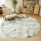 Abstract Round Rugs 8ft, Non-Slip Washable Circle Rug - Image 7