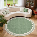 GarveeHome Scalloped Sage Green 5ft Round Rug Washable Non-Slip Soft Ultra-Thin by GarveeHome