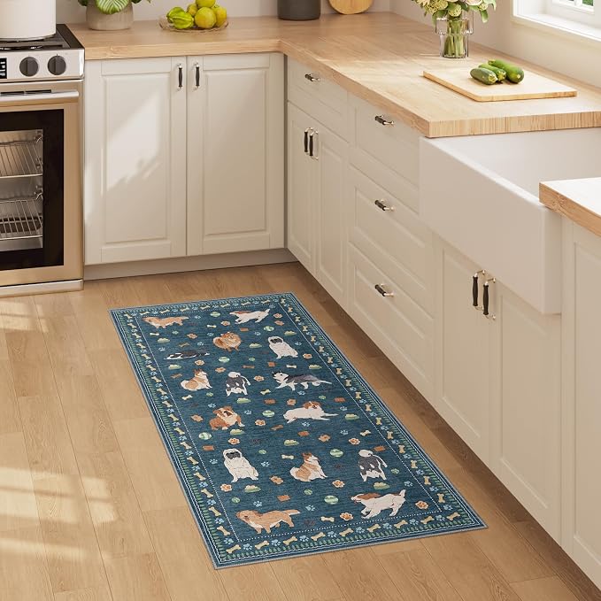 DUKINO 2x4 Runner Rug for Entryway, Animal Dog Print Washable Kitchen Rug - Image 3