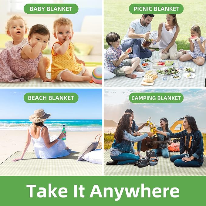 ZAZE Extra Large Picnic Outdoor Blanket, Camping Grass Lawn Park Accessories - Image 7