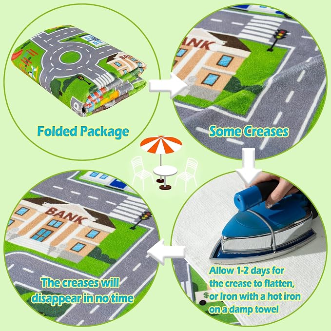 Car Rug Play Mat for Kids Toy Cars, City Road Traffic Playmat for Kid Bedroom - Image 7