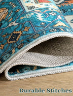 SERISSA Runner Rug for Hallways, Extra Long Boho Rug Ultra Soft Vintage Blue - Image 4
