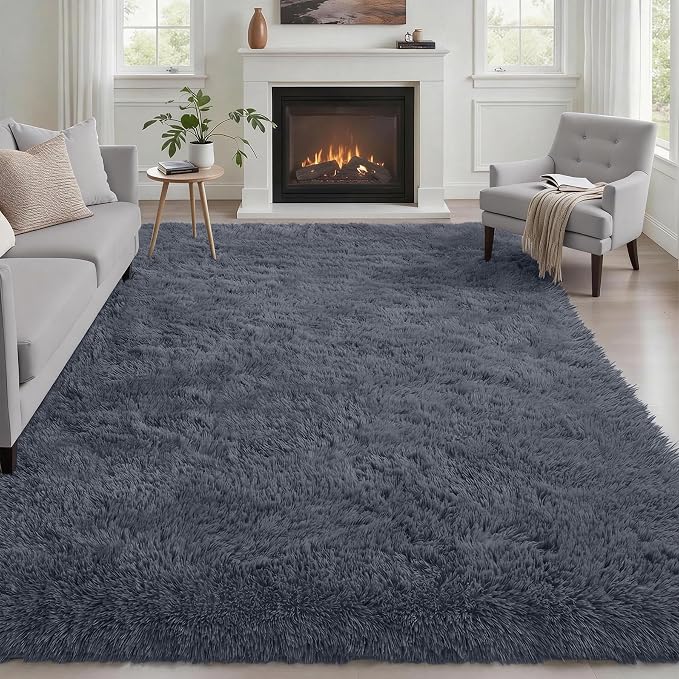 6x9 Area Rugs for Living Room Bedroom: Ultra Soft Fluffy Shag Rug Upgrade by Luxturiy