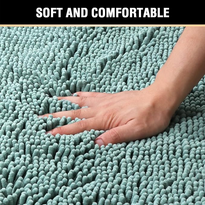 H.VERSAILTEX Bath Mat Bathroom Non Slip Extra Thick Chenille Rug 17" x 24" - Image 4