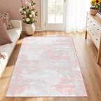 Latte&Fog 3x5 Entryway Pink Area Rugs, Modern Abstract Washable Rugs by LatteFog