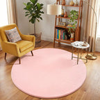 Amearea Pink Round Area Rugs 4ft Washable Circle Rugs - Image 6