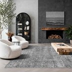 Latte&Fog 5x7 Area Rugs for Living Room Bedroom, Vintage Grey Washable Rug - Image 3