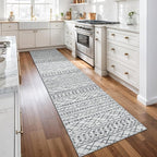 KUTA Moroccan Washable Runner Rug, 2x10 Non-Slip Vintage Grey Boho Hallway - Image 2