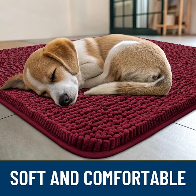 Smiry Dog Door Mat for Muddy Paws 47x24, Absorbent Dirt Trapper, Non-Slip - Image 2