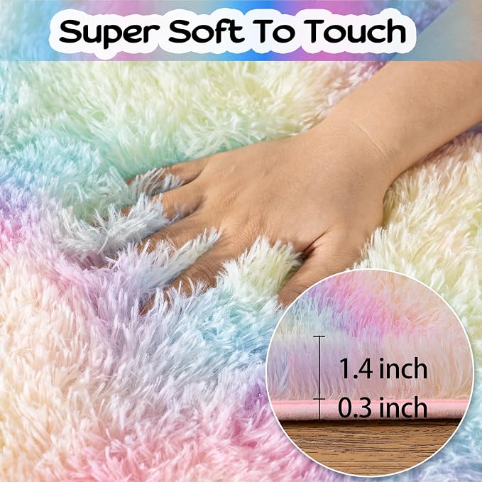 qulint 8x10 Area Rug for Bedroom, Large Fluffy Soft Living Room Rug, Fuzzy Kids - Image 3