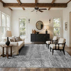 Latte&Fog 8x10 Area Rugs for Living Room, Large Vintage Grey Washable Rug - Image 6