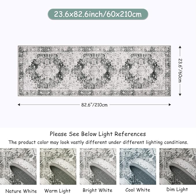 Moynesa Ultra-Thin Washable Runner Rug 2x7 - Image 2