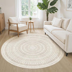 cotiled 5x5 Round Area Rugs Living Room Rug: Washable Boho Rugs - Image 3