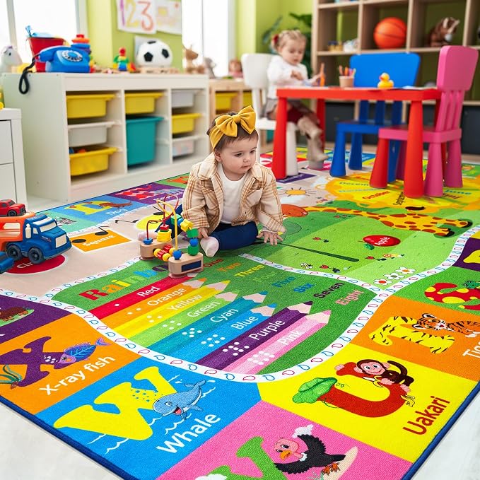 6x9 Playroom Rugs for Kids Washable, Educational and Fun Playmat - Image 5