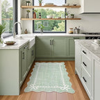 GarveeHome Scalloped Bow Rug for Kitchen Floor, Sage Green Rug for Dorm - Image 3