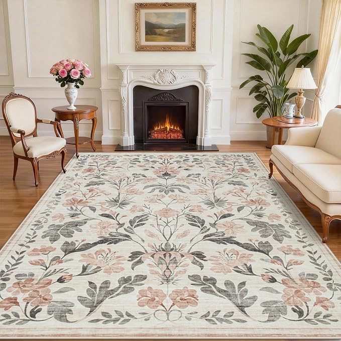 9x12 Area Rugs Washable Rug: Large Boho Living Room Rug Soft Non-Slip Low Pile by Yidanamy