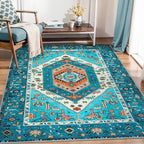 SERISSA Boho Area Rug 5x7 Blue, Washable Rugs - Image 5