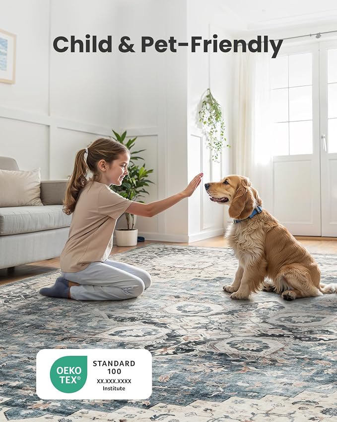 AMADA HOMEFURNISHING 2x4 Washable Area Rug, Low-Profile Entryway Rug - Image 3