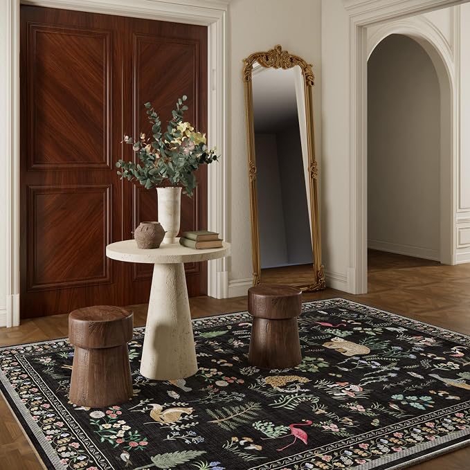 Washable Area Rugs for Living Room: 5x7 Bedroom Rug Vintage Rugs Stain - Image 8